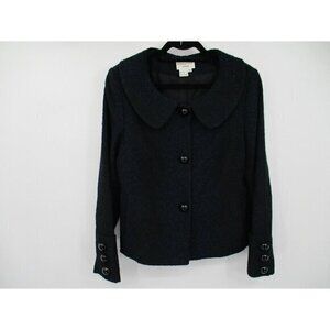 Charles Gray London Womens Blazer XL Coat Jacket Polyester Black Blue Preppy